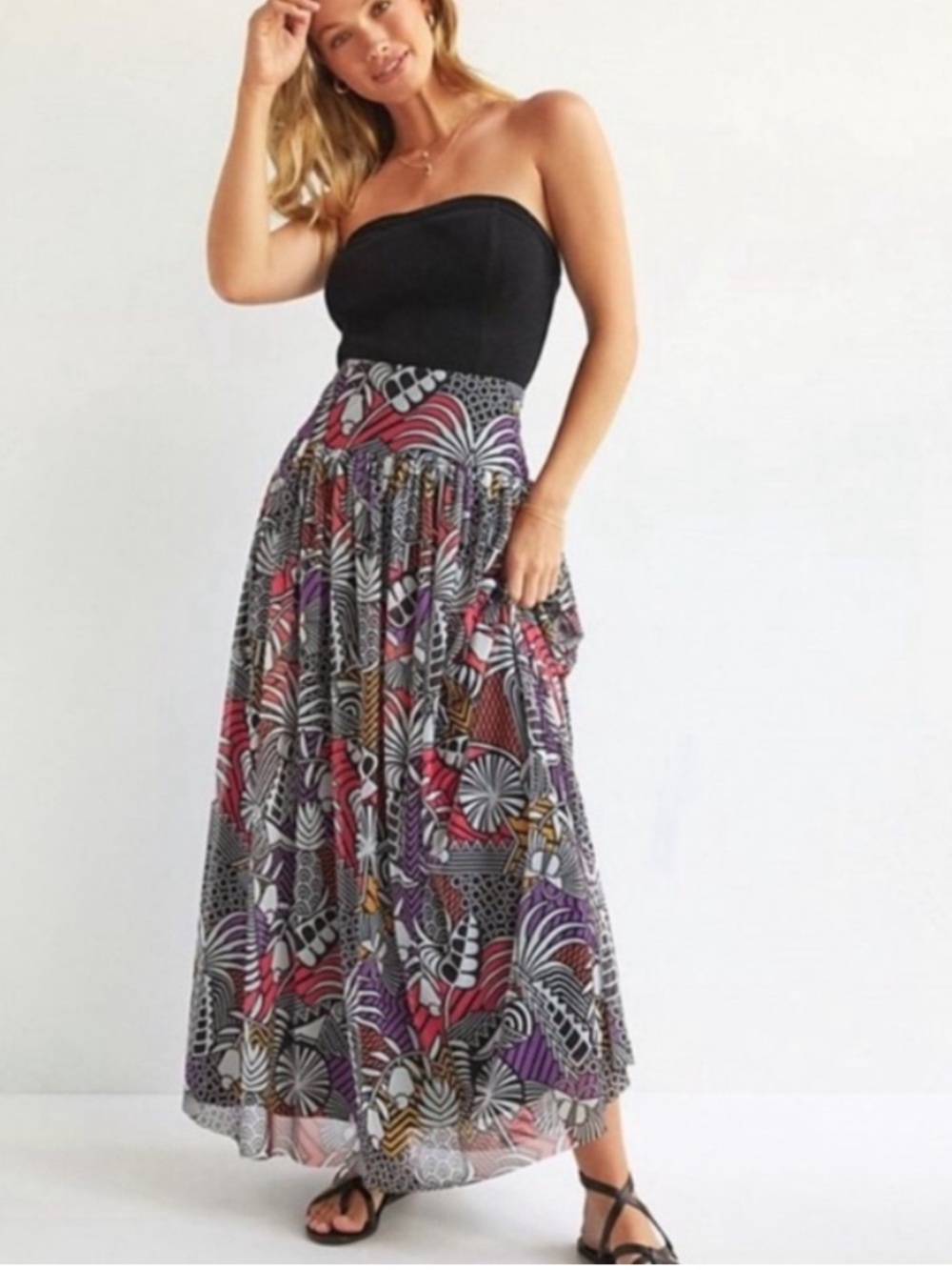 Farm Rio Graphic Multicolor Maxi Skirt • SM
